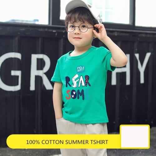 Letters Print T Shirt Boys Girls Summer Kid Clothes Unisex Figure T-shirts for Boy Cotton Top Tee Childrens Clothing Dropship