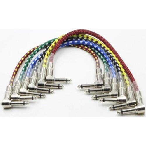 Jack 6.35mm to 6.35mm Guitar Cable 90 Degree Right Angle Stereo Audio Instrument Amp Cord for DJ Pro Electric Drum Bass Speakers