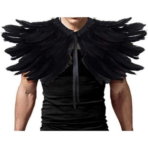 Feather fake collar Victorian Real Natural Feather Shrug Shawl Shoulder Wrap Cape Gothic Collar Cosplay Costume Performance