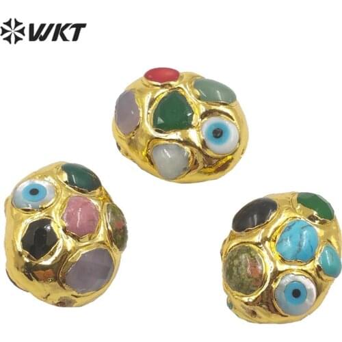 JFE44 Fashion Gold Color Beads DIY Jewelry Beads For Necklace Women Handmade Natural Stone Beads Jewelry Findings