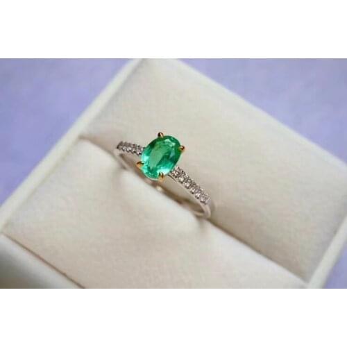 High-end natural green emerald gemstone ring for women jewelry real 925 silver certified natural gem engagement ring good gift