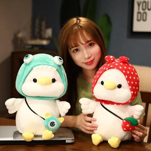 25-40CM Poulet mignon Chicken Transformed into Chicken Cosplay Dinosaur Strawberry Plush Stuffed Animal Toy Pillow Holiday Gifts