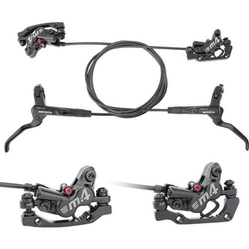 MTB Hydraulic Disc Brake Front Rear Caliper with Hydraulic 4 Pistons and Two-way Brake System 22.2mm Cycling Brake Lever Kit