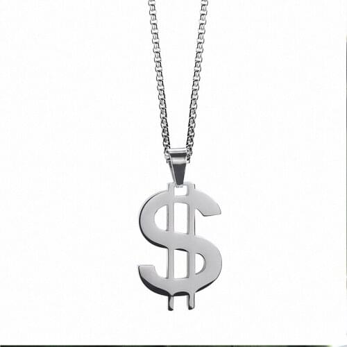 Mens necklace Dollar sign pendant stainless steel hip hop chain necklaces men fashion simple necklace jewelry 2020 wholesale