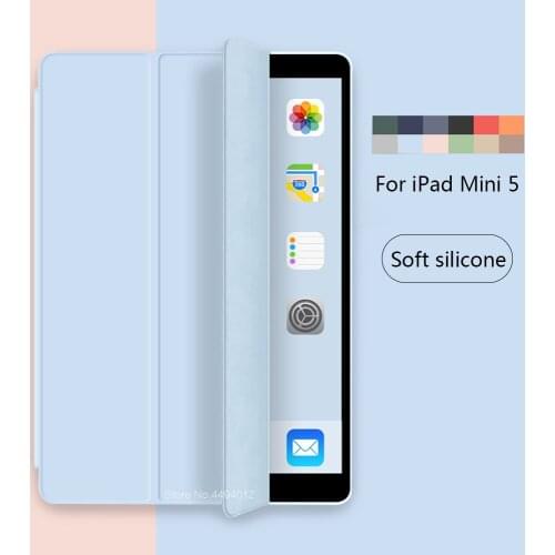 Soft silicone Tablet Case for iPad Mini 5 2019 release A2133 A2124 A2125 A2126 Stand Smart Cover 7.9 inch Auto Wake/Sleep