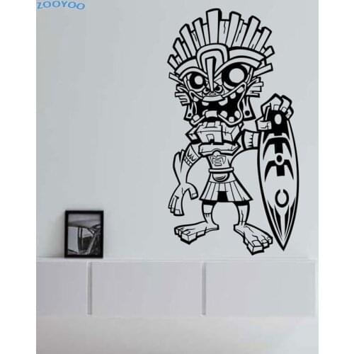 ZOOYOO Strange Tribal Man Hawaii Surfer Wall Sticker Creative Home Decor Removable Living Room Wall Decals Murals