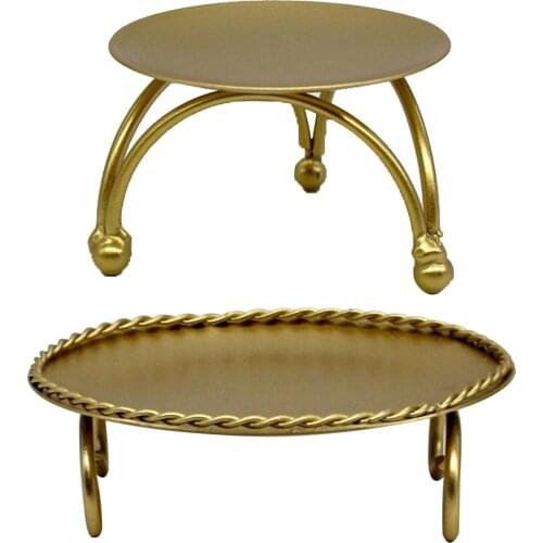 Non-Slip Geometric Round Shape Metal Candlestick Golden Candle Holder for Table Living Room Home Decoration Accessories