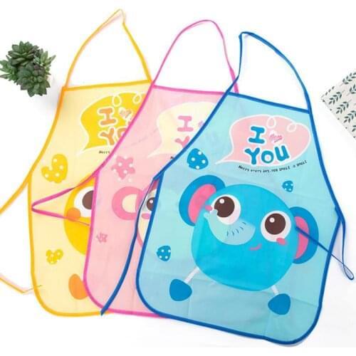 New 1 Set Children Cartoon Apron Cuff Kit Kitchen DIY Baking Painting Pinafore+Arm Sleeve Waterproof Aprons Kitchen Accessories