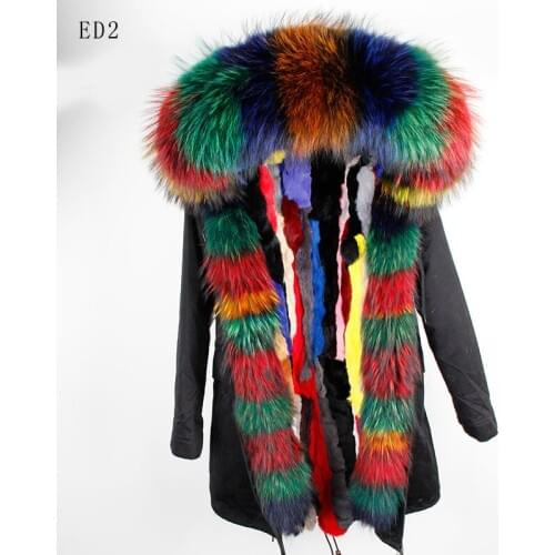 2019 New Women Spring Real Fur Parkas Plus Size Long Sleeve Fur Hooded Detachable Real Fur Liner Coats Jackets for Women