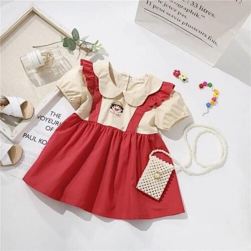 Baby Girls Dress Summer Short Puff Sleeve Dresses for Toddler Girls Clothes Cartoon Sweet Girls Cotton Dresses Children Clothing