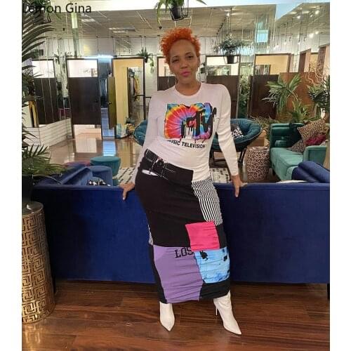 Lemon Gina Women Long Dress Print Straight Pullover Maxi Dresses Female Vintage Vestidos Casualwear Fashion Outfits Autumn 2021