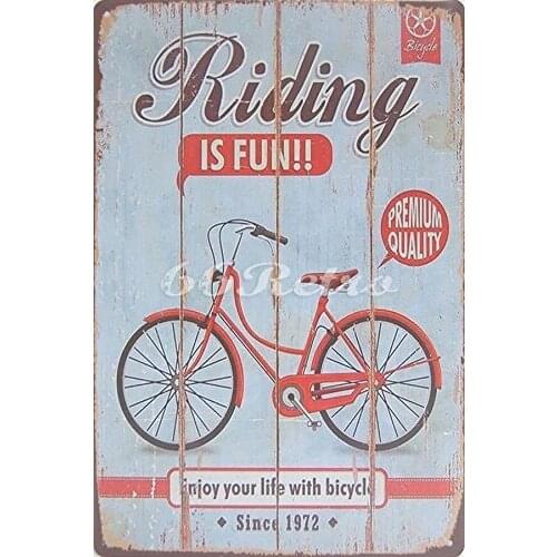 Riding Is Fun Enjoy Your Life with Bicycle Metal Tin Sign Wall Decorative Sign Large :12X 8 Inches