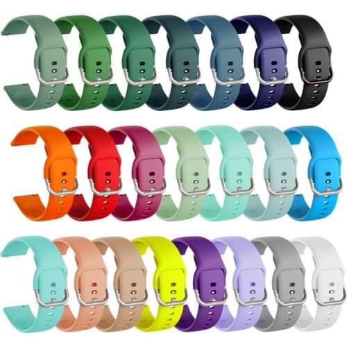 20mm 22mm Silicone Sport Strap Silver Buckle Men Women Replace Band Belt for Samsung Active2 Huawei Watch GT 2 46mm Amazfit GTR