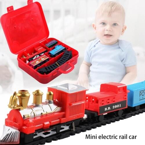 Christmas Electric Rail Car Train Toy Childrens Electric Educational Toy Railway Train Set Racing Road Transportation Building