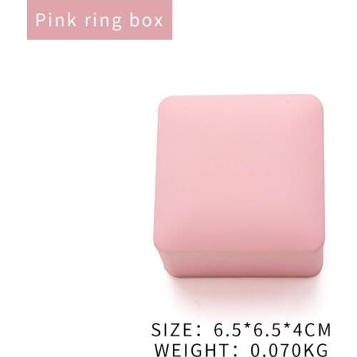 Pink Wedding Ring Jewelry Storage Packaging Box Women Earring Pendent Holder Showcase Jewellery For Lover Engagement Gift Cases