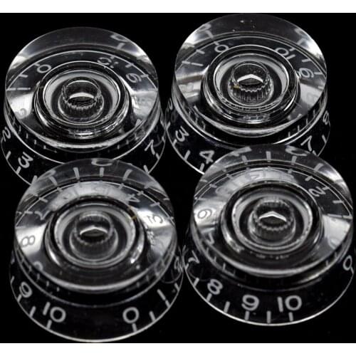 Kaish USA(Imperial) LP Guitar Speed Dial Knobs 24 Fine Splines Control Knobs for Gibson Les Paul/CTS Pots Clear w/ White Number