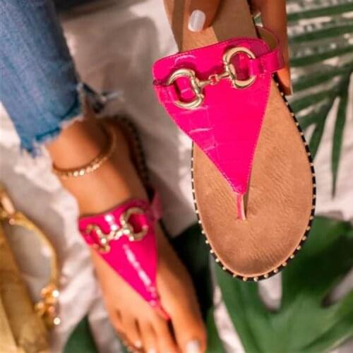 Flat Slides Sandals Women Summer Slippers Outdoor Fashion Metal Decoration Sandals Beach Shoes