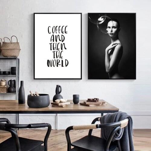 Nordic Canvas Painting Home Decor Black and White Poster Wall Art Figure Quote Print Bedroom Minimalist Nordic Modern Painting