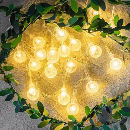 LED String Light 10/20/40 LED Green Leaf Rattan Ball Garland Christmas Wedding Decor Fairy Lights USB/Battery Decorative Lights