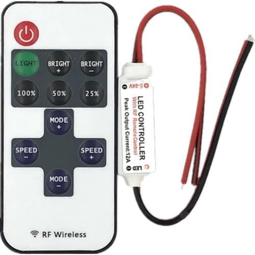 1Set 12V RF Mini Wireless Controller Switch LED Dimmer with Remote Switch Mini In-line LED Light Controller/Dimmer
