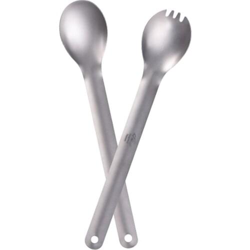 Outdoor Dining Spoon Titanium Tableware Round Spoon Portable Long Light Camping Tableware Ultralight Picnic Accessories