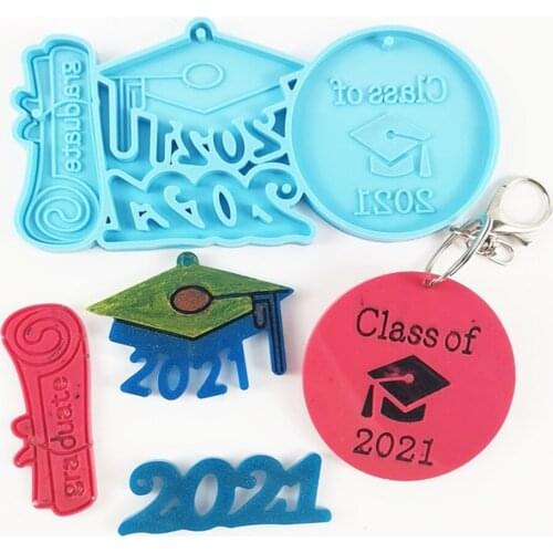 Graduation Keychain Epoxy Resin Mold Handmade Necklace Pendant Silicone Mould Diy Crafts Jewelry Decor Casting Tool Cake Mold