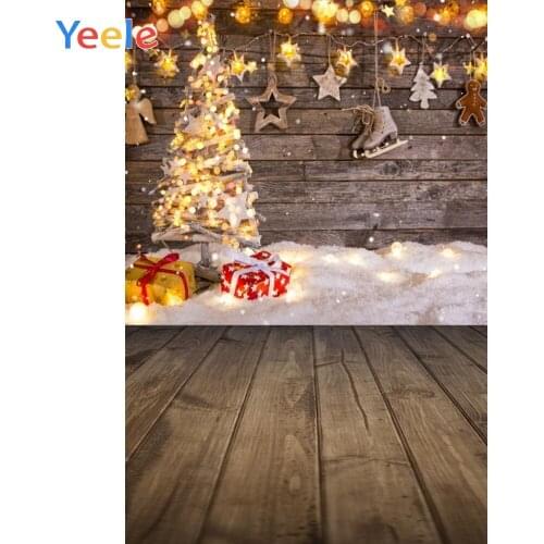 Yeele Christmas Backdrop Tree Wood Board Light Snow Star Baby Portrait Photography Background For Photo Studio Vinyl Photophone