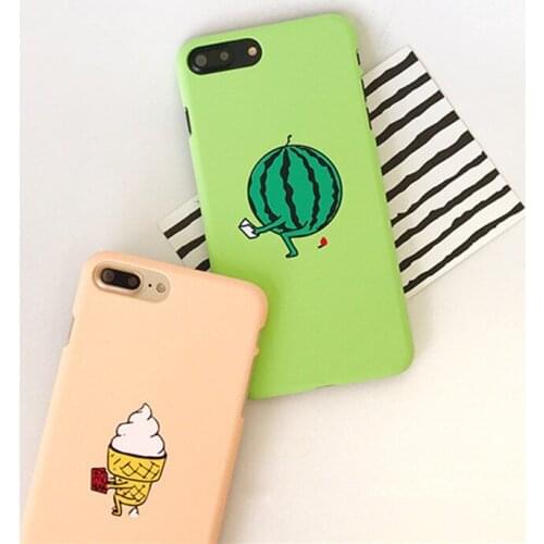Hard PC Cases For iphone 7 Phone Case for Fundas iphone 6 6s 7 8 Plus Summer watermelon ice cream Printing Drawing Back Cover