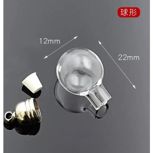 1/2/3/5/8/10/15pcs mini ball shape glass vial pendant jars metal cap and white Plug wishing message glass wish bottles necklace