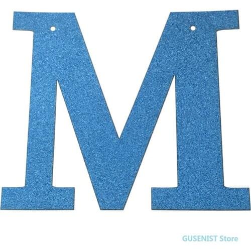 1pcs 13cm Personalized baby blue Glitter letter Banner Garland DIY Wedding Favors Birthday Party Decorations