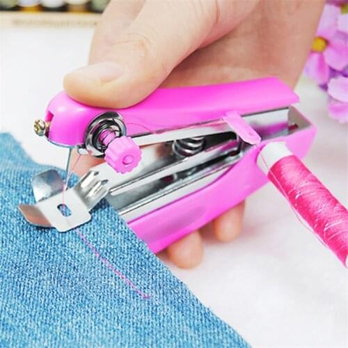 1pcs Mini Sewing Machine Useful Portable Needlework Cordless Mini Hand-Held Clothes Fabrics Sewing Machine