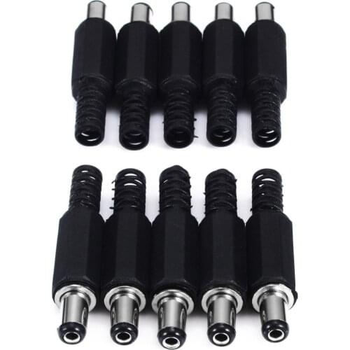10pcs 2.1mm x 5.5mm DC Solder Plugs Male / Female DC Power Jack Plugs Socket Adapter Connector