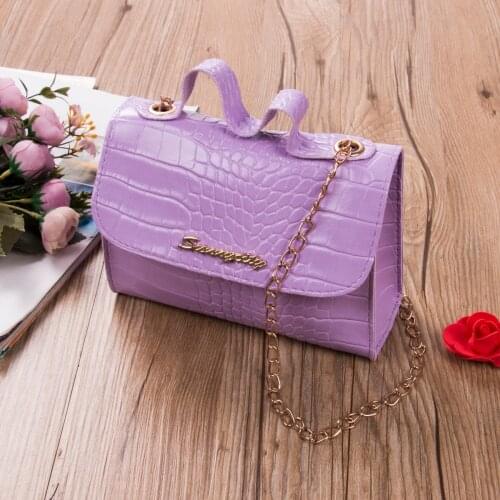 2020 Fashion Crocodile Pattern PU Leather Shoulder Bags Adjustable Crossbody Bag Chain Design Handbag for Women Female Travel