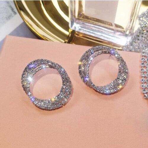 2021 European and American Jewelry creative full gold exaggerated Earrings gold-plated inlaid Rhinestone Earrings
