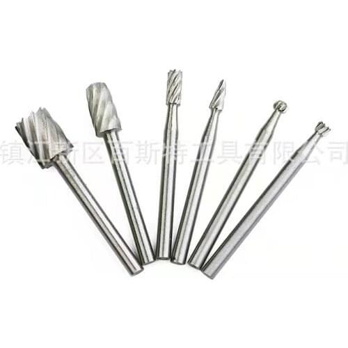 6Pcs DIY HSS Routing Router Grinding Bit Burr Speed Kit For Rotary Dremel Cutter Tool