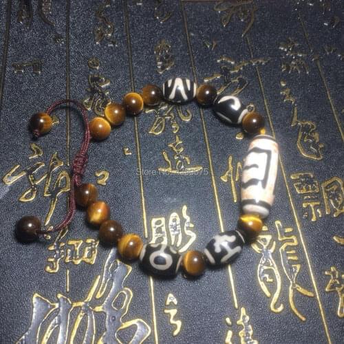 White Dapeng bird pattern DZI agate Natural tiger eye stone bracelet men&women`s jewelry woven bracelet Free Shipping