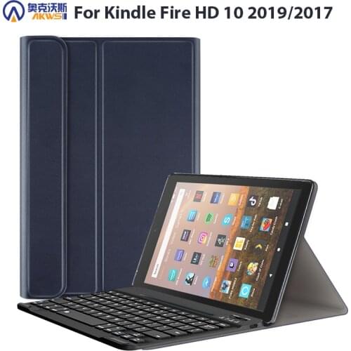 Keyboard Case for Kindle Fire HD 10 2019 Soft TPU Back Shell for Fire 10 Wireless Bluetooth Detached Keyboard Cover
