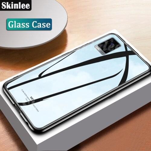 Skinlee For vivo V21 Case Tempered Glass With Soft TPU Frame Shockproof Phone Cover For VIVO V21E Case