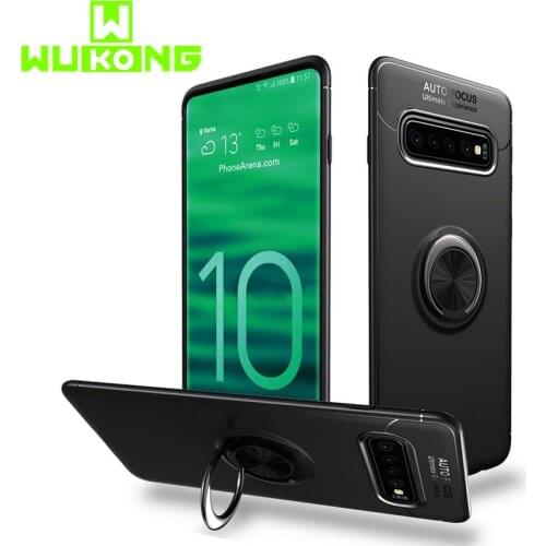 WuKong For Samsung S10 Case Metal Ring Car Stand Silicone Case for Samsung Galaxy S10 Plus Phone Back Cover For Galaxy S10e Case