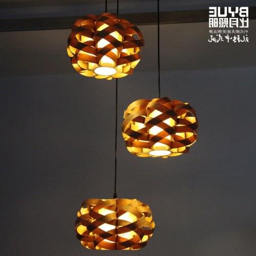 Wood Natural Veneer Birds-nest Pendant Light pendant lights