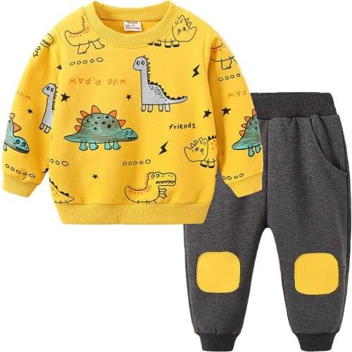 Kids Clothes Baby Boys Dinosaur Cartoon Tracksuit Tops Pants 2PCS Suits Children Boy Spring Autumn Outfits Girls Sets 1-6 Years