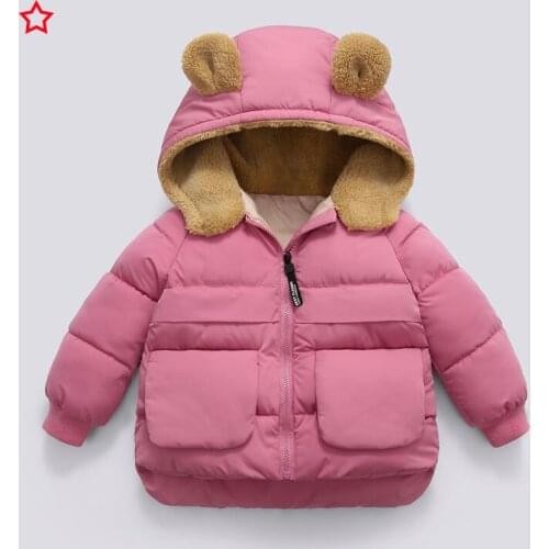 Children boy girls down cotton jacket casual big pocket cotton lamb cashmere new autumn winter short thick hooded warm jacket