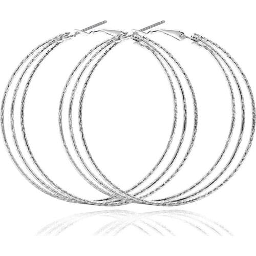 Dreamtop Punk Multilayer Round Hoop Earrings For Women Jewelry Silver Color Earings Boho Geometric Simple Circle Earrings E114