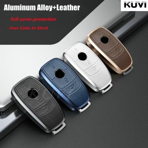 Aluminum Alloy Leather Car Remote Key Cover Case For Mercedes benz A C E S G GLS CLA Class W213 W177 W205 W222 X167 W177 AMG