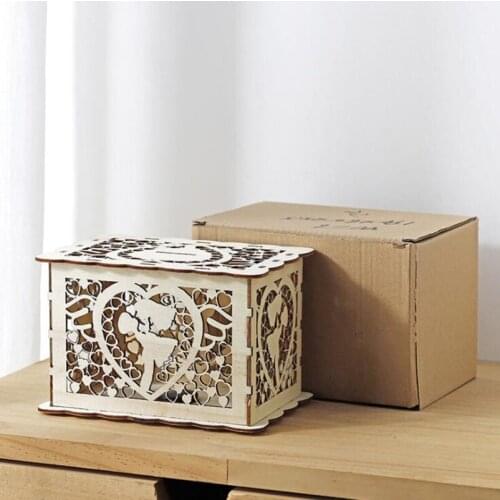 Creative Wooden Piggy Bank Valentines Day Love Coffee Graphic Coin Safe Box Kids Gift Home Decoration Money Box