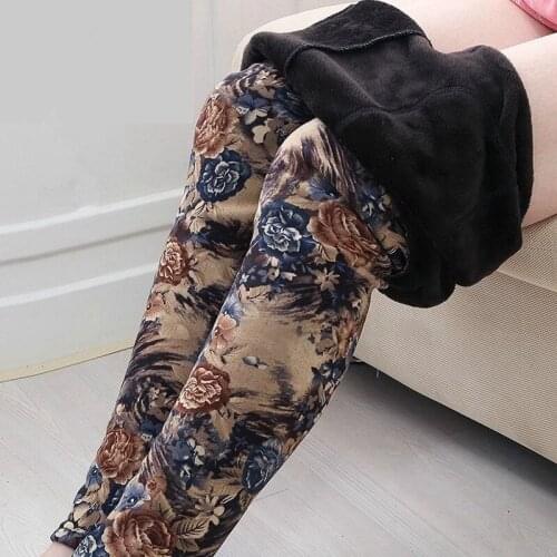 Women Leggings Winter Casual Wear Leggings High Waist Legging Fleece Velvet Fashion Print Elastic Keep Warm Pants X620