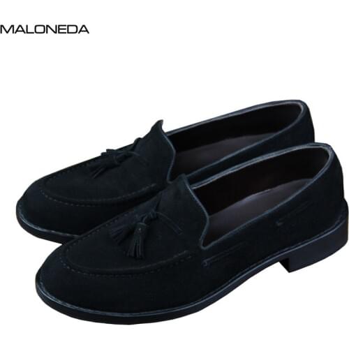 MALONEDA Custom New Genuine Cow Suede Handmade Goodyear Mens Casual Comfortable Slip On Shoes Loafers with Tassel