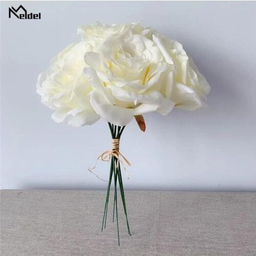 Meldel Wedding Bouquet Artificial Flower Champagne Rose Peony Bridal Bouquet DIY Home Party Wedding Decoration Wedding Supplies