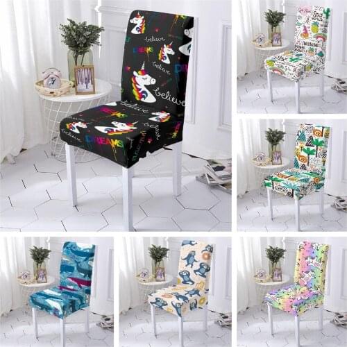 Cute Cartoon Chair Cover Dining Room Elastic Chair Slipcovers Stretch Housse De Chaise for Living Room Banquet 1/2/4/6 PCS