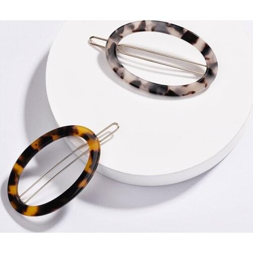 Trendy Geometric Oval Hollow Tortoiseshell Acrylic Hair Clips Women Girls Hairpin Barrettes Acetate Hair Jewelry